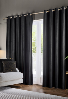 Corinthian Eyelet, Black - Ready Made Curtains